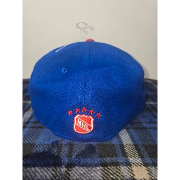 New Era NHL New York Americans Fitted Hat Blue Red Size 7 3/4 Vintage - Picture 3 of 5